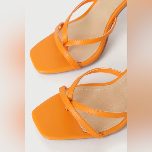 Lulu’s Simonee Orange Lace-Up High Heel Sandals * worn once * size 6 - Picture 4 of 7
